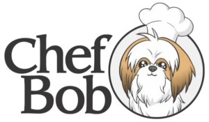Logo com o nome Chef Bob ao lado de ilustração do Bob com chapéu de cozinheiro